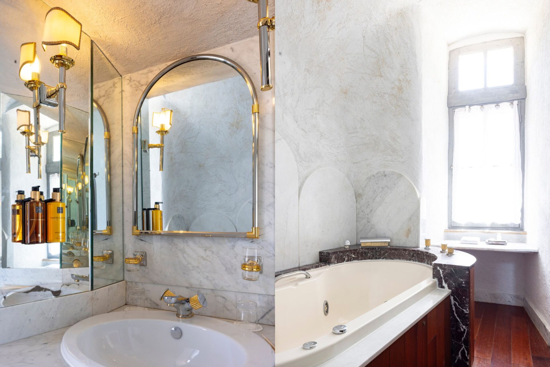 Salle de bain décorée en marbre